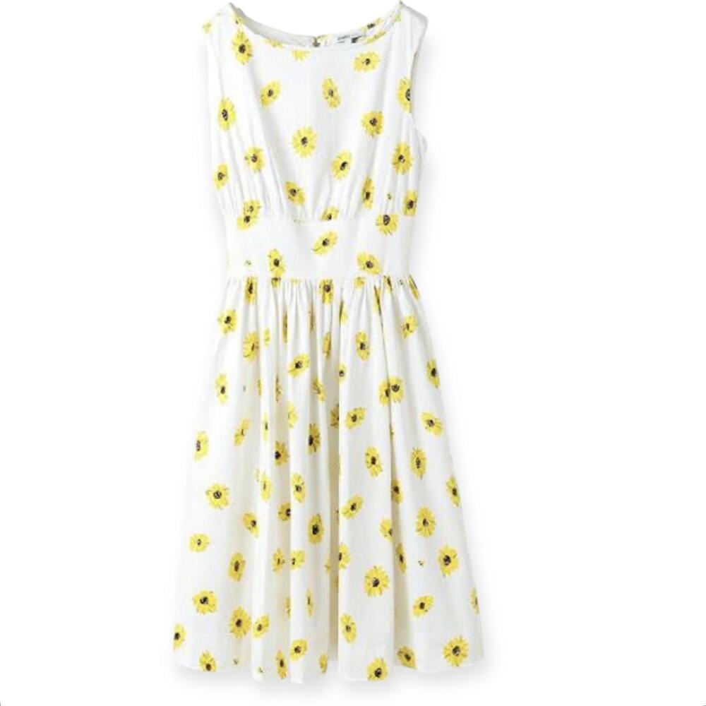 Kate Spade White Midi Dress | Yellow Daisy Print Size 6